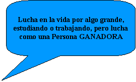 Llamada rectangular redondeada: Lucha en la vida por algo grande,  estudiando o trabajando, pero lucha  como una Persona GANADORA